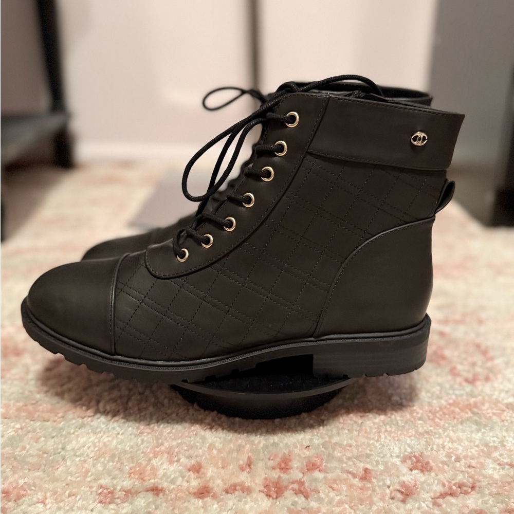 Charter Club Black Lace Up Quilted Boots